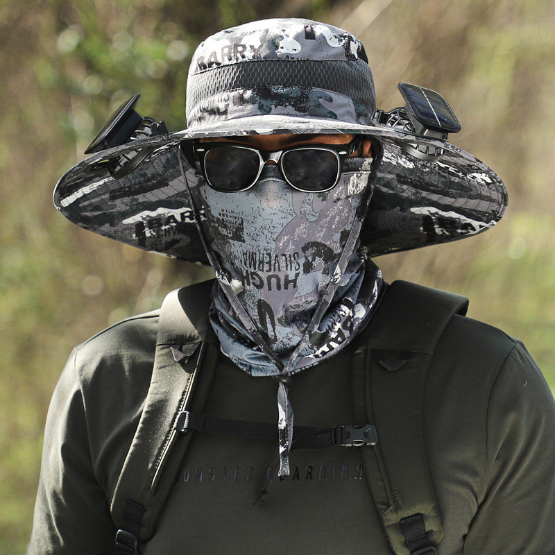 Topi Kipas Tenaga Surya Isi Ulang dengan Dua Kipas untuk Aktivitas Luar Ruangan