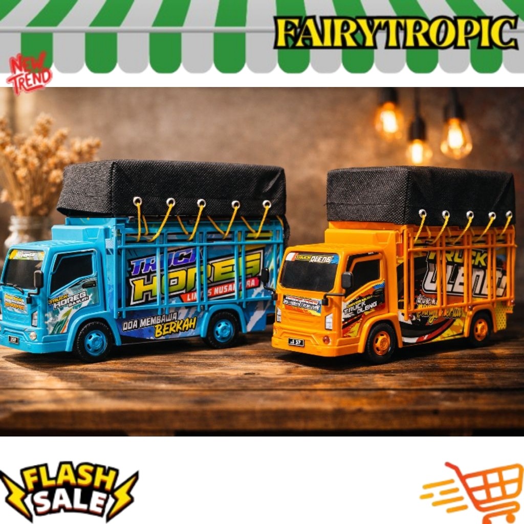Truk Oleng Modifikasi Full Terpal Bisa Jalan Sendiri Roda Bump And Go Musik Dan Lampu Nyala Miniatur