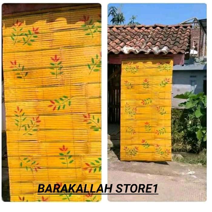 tirai bambu gulung luar rumah model daun kekinian 2022 / kere wide bambu / tirai penutup teras Tali 