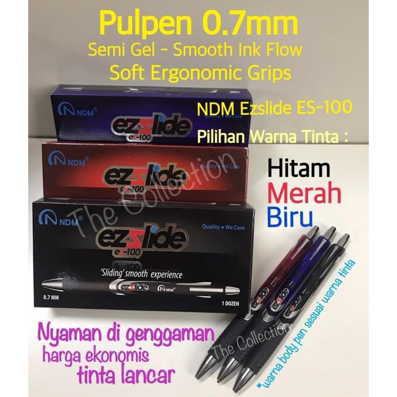 PULPEN NDM EZslide EZ-100 ( 12 PCS ) GINAL - Biru
