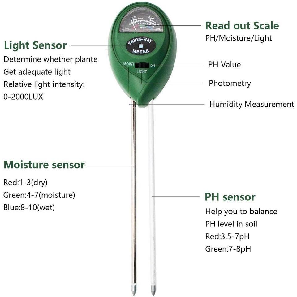 3/4 in 1 Soil pH Tester PH Light Moisture Acidity Tester Soil Tester Moisture Meter Plant Soil Teste