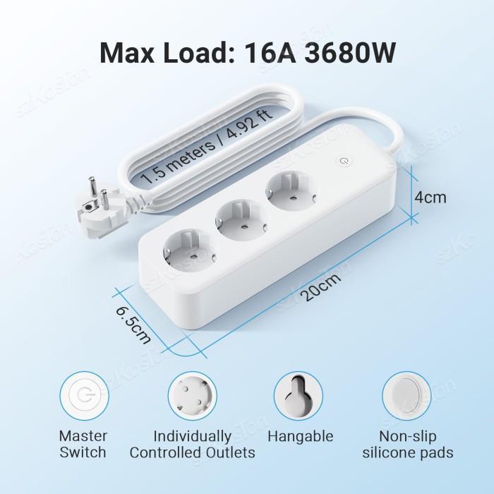 Tuya WiFi Smart Power Strip 3 EU Plug Smart Socket with Power Monitor Home Appliances Timer Outlet f
