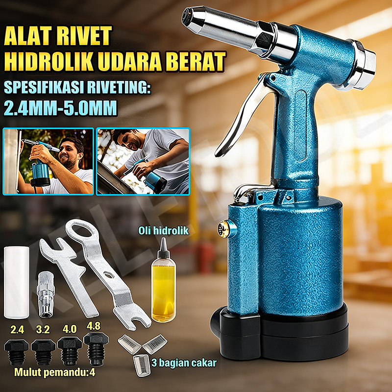 Pistol Paku Keling Hidrolik Udara Kelas Industri Alat Paku Keling Buta untuk Paku Baja Aluminium