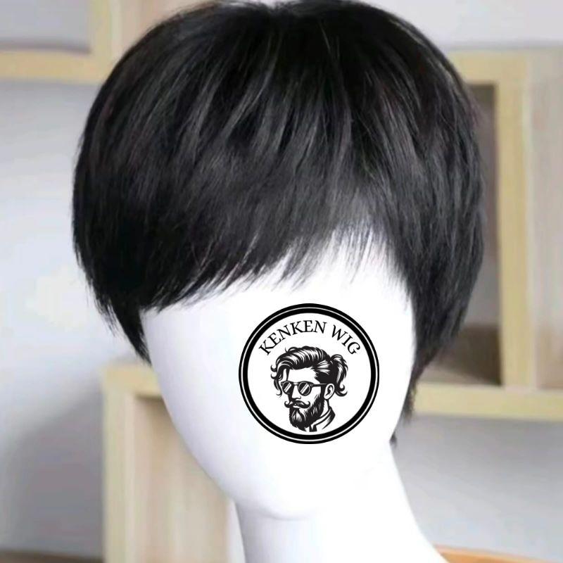 Wig Pria Korea Rambut Pendek Warna Hitam
