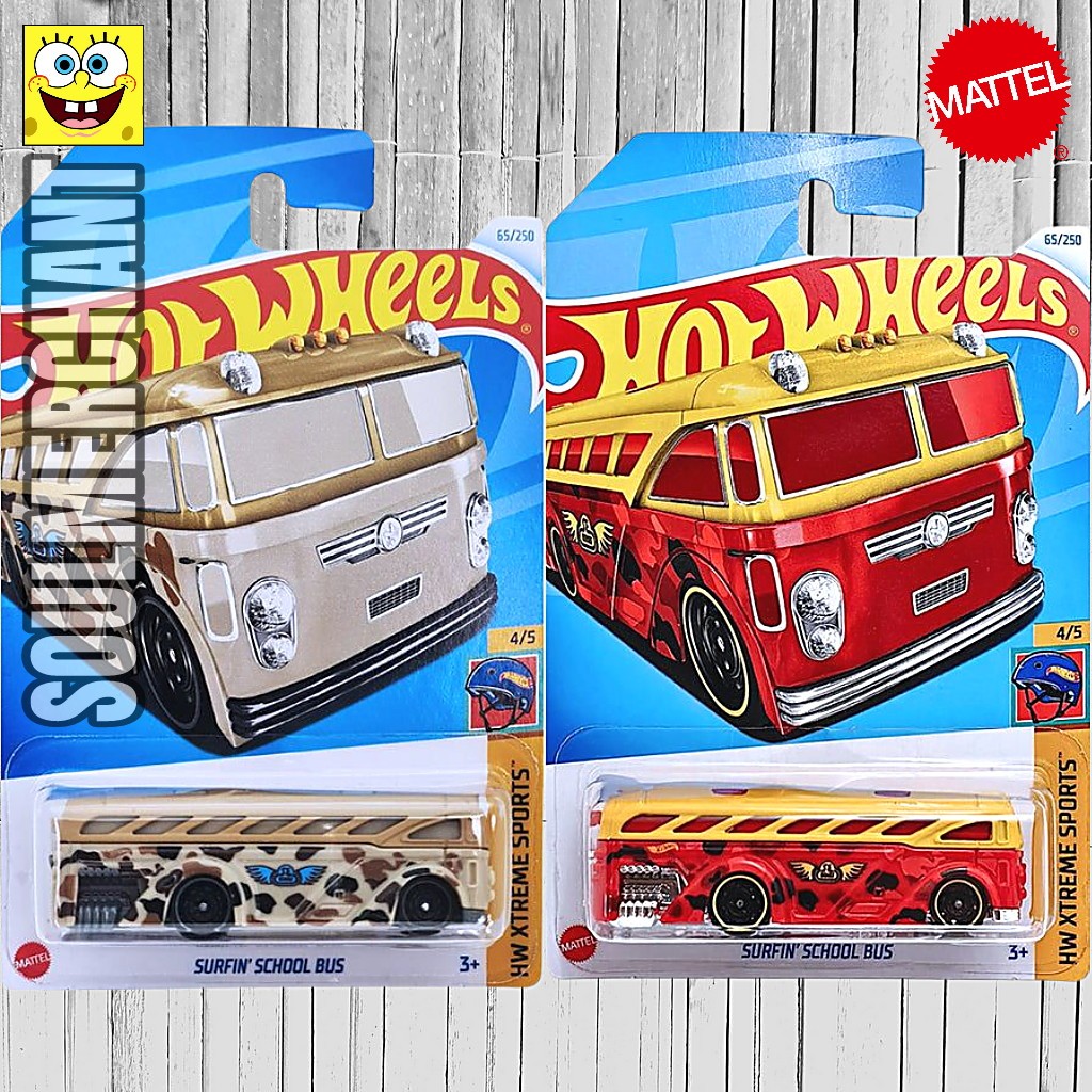 Hot Wheels Surfin School Bus Surf Up Bus Coklat Kuning Bus Sekolah Original Mattel