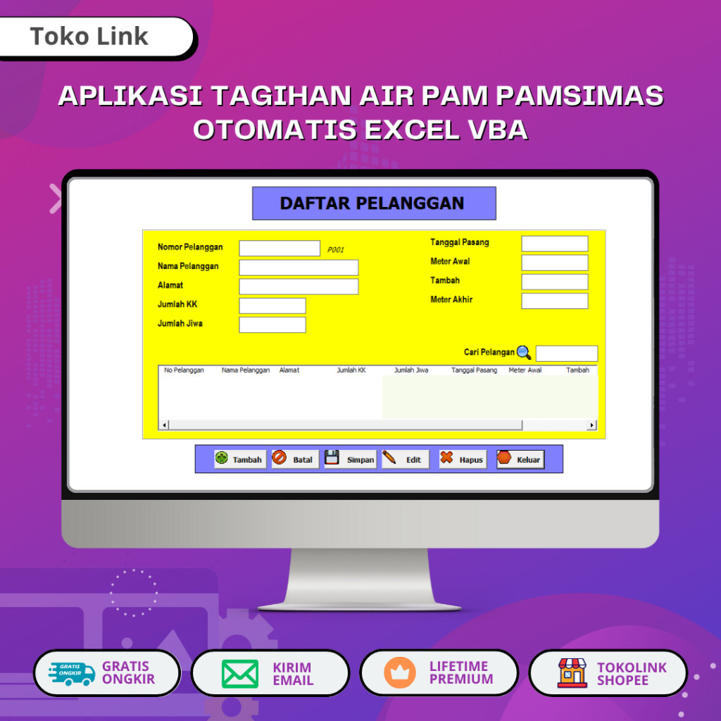 Aplikasi Tagihan Air PAM Pamsimas Otomatis Excel VBA
