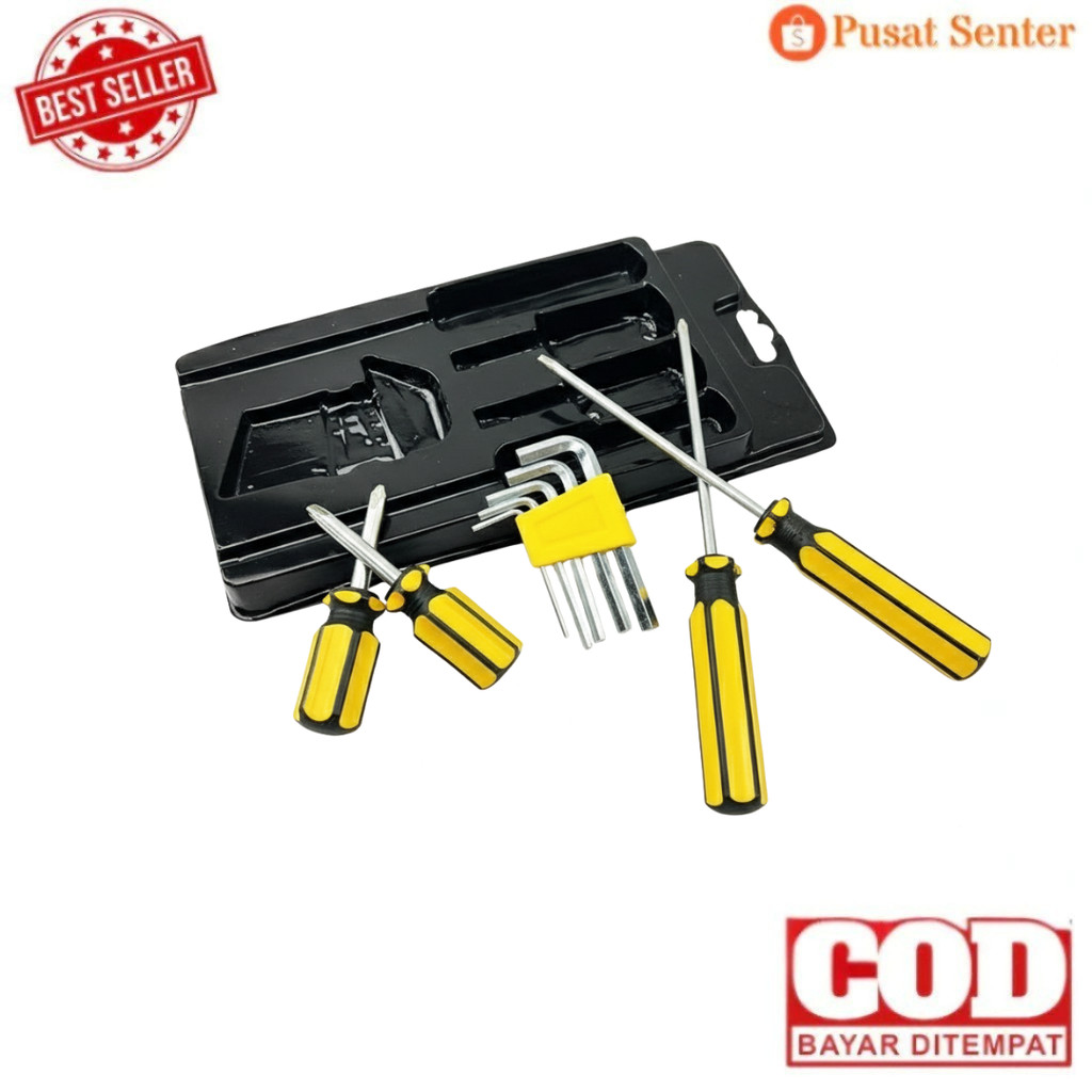 9 pcs Set Paket Obeng DAN Kunci L