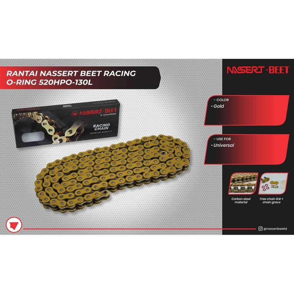 Rantai Chain Racing O Ring 520H 130L Gold Universal Nassert Beet