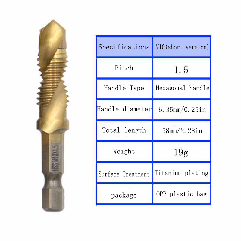 Multi functional HSS drilling tapping integrated spiral tap hand-held electric drill tap tool chamfe
