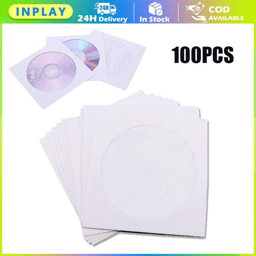 100Pcs Kertas Amplop CD/DVD / Saku Pelindung CD Dengan Jendela Transparan / Amplop Arsip CD DVD Untu