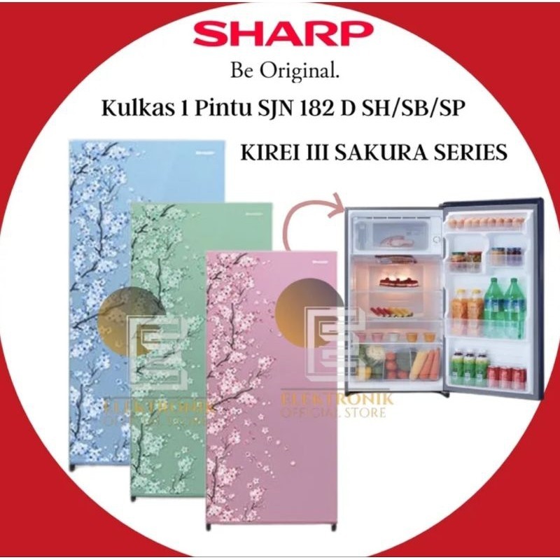 Sharp SJ N 182 D SH / Sakura Green Kulkas Lemari Es 1 Pintu 166 Liter / SJN182DSH