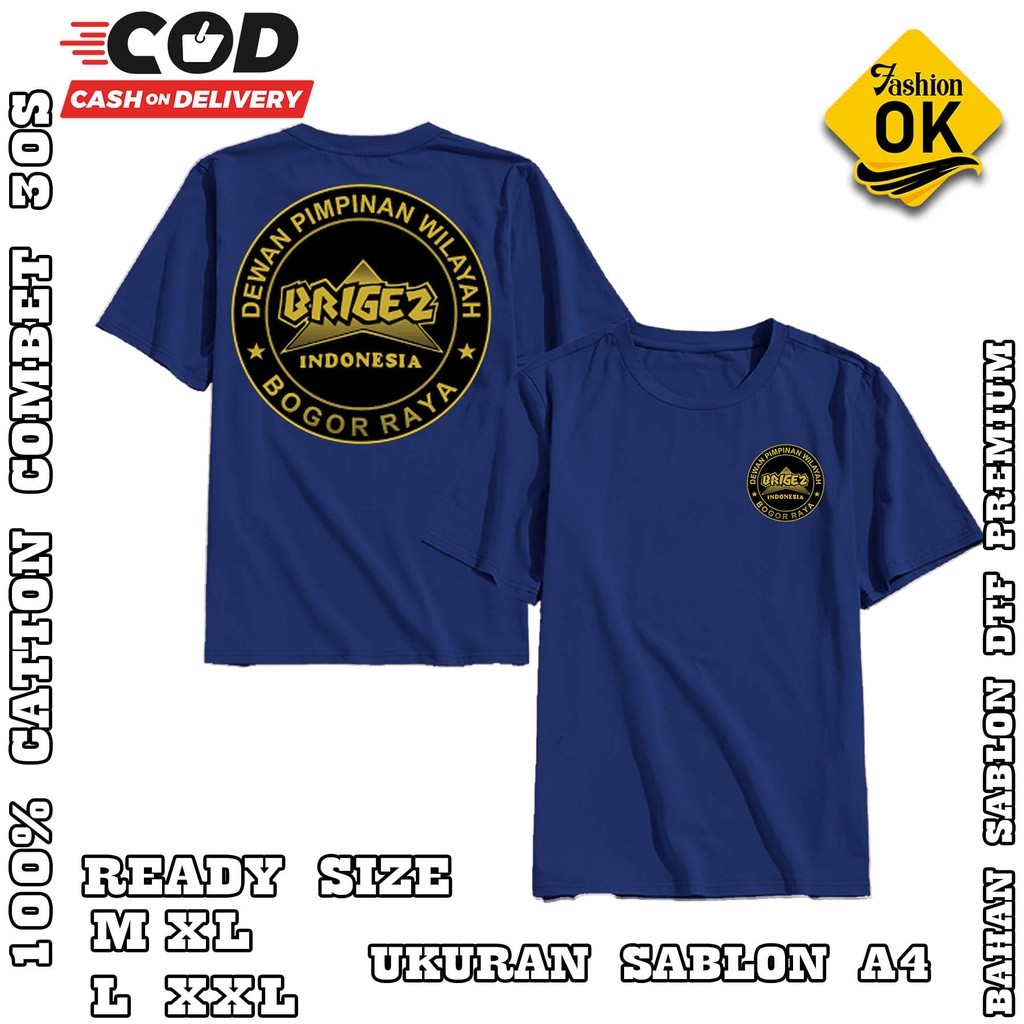 BAJU KAOS ORMAS BRIGEZ INDONESIA BEST QUALITY COTTON SOFT COMBAD 30S PLASTISOL DTF