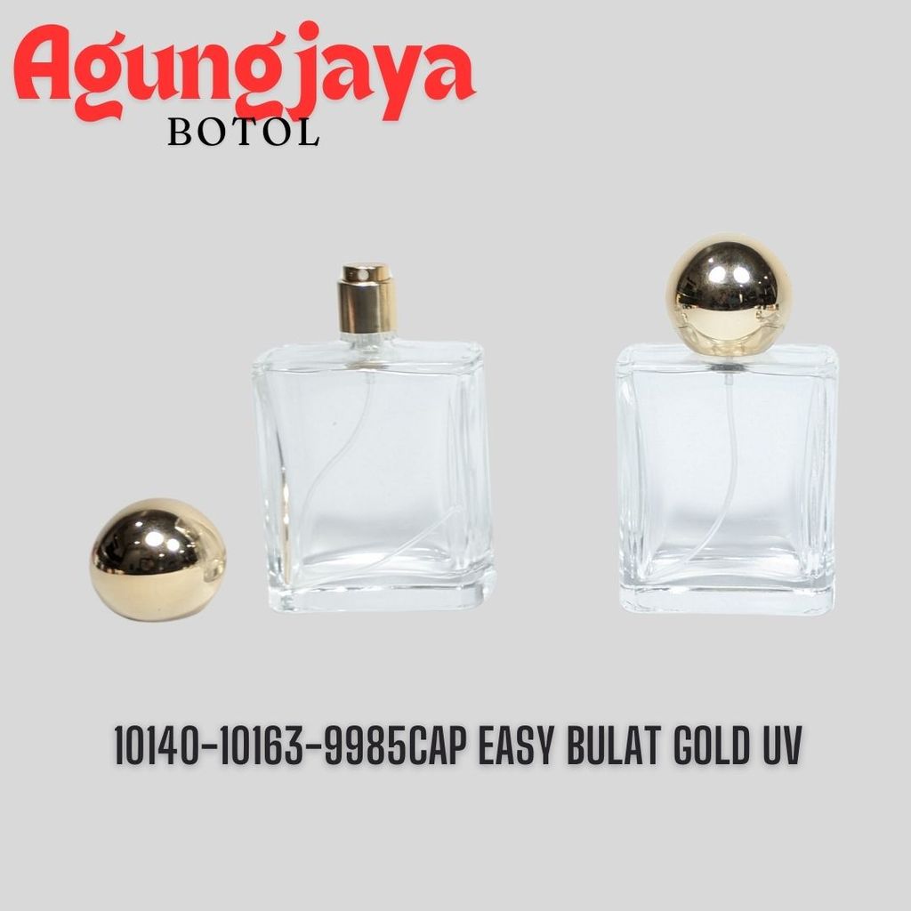 Botol Kaca Parfum 100 Ml Petak Tebal Press Pump Easy Gold / Botol Kaca Parfum 100 Ml /  Botol Kaca /