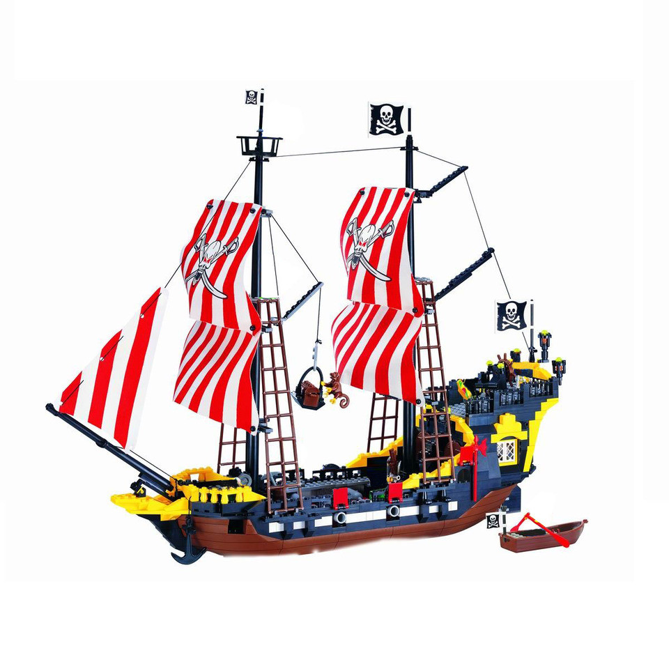 Building Block Large Pirate Ship Boat Queen Anne's Revenge Imperial Flagship Caribbean Sea Education