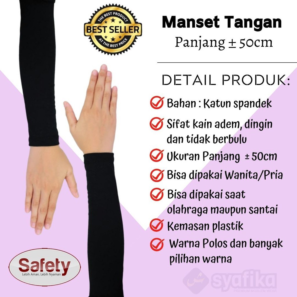 TERBARU Manset Tangan Panjang 50 cm Wanita / Deker Tangan Pria Bahan Kaos Adem dan Nyaman