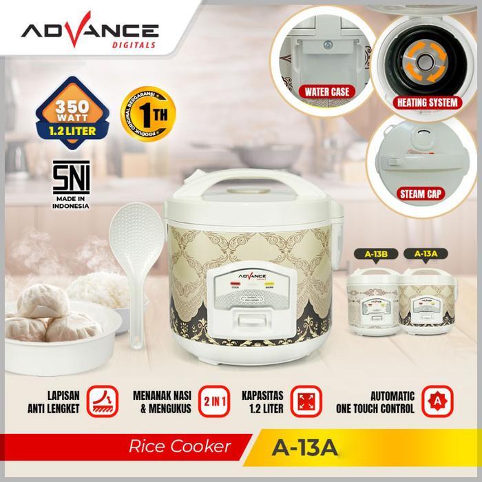 ADVANCE Rice Cooker Magic Com Penanak Nasi 1.2L Batik A-13 A - white, ADV-069-A13A