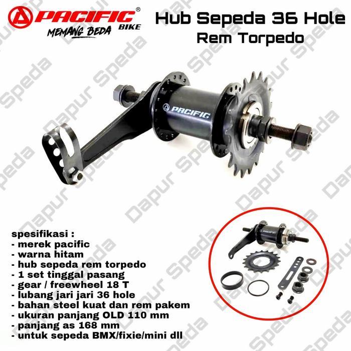 hub rem torpedo sepeda bmx fixie 36 hole gear gir 18 T merek pacific