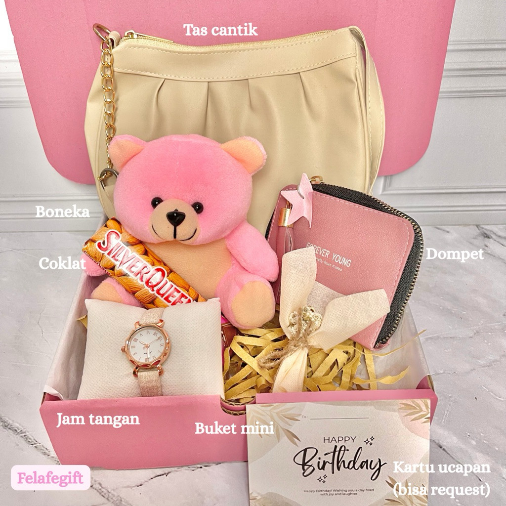 [TAS] Hampers Kado Ultah Cewek Gift Box Kado Ulang Tahun Cewek Kado Pernikahan Wisuda Anniversary/ A