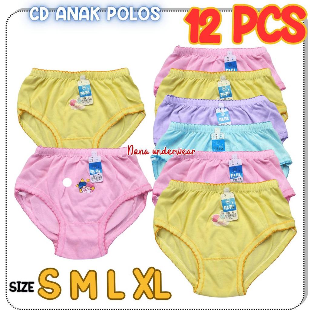 12 PCS CD ANAK CEWEK POLOS CELANA DALAM ANAK PEREMPUAN BAHAN FULL KATUN NYAMAN DIPAKAI NONA UNDERWEA
