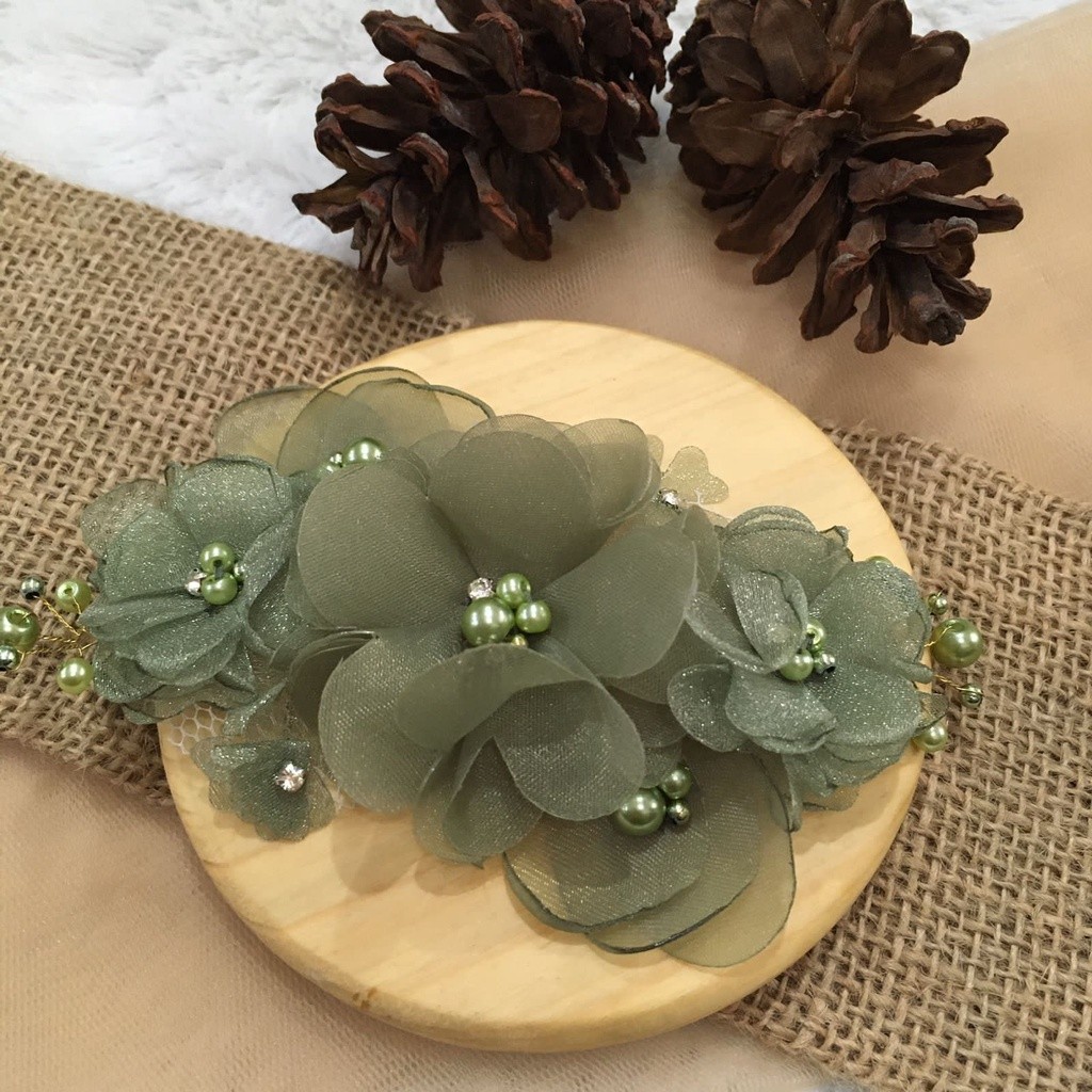 TERLARIS Pre Order Cornelia Set Flower 3D Bunga Payet Organza Rangkai Set Best Seller