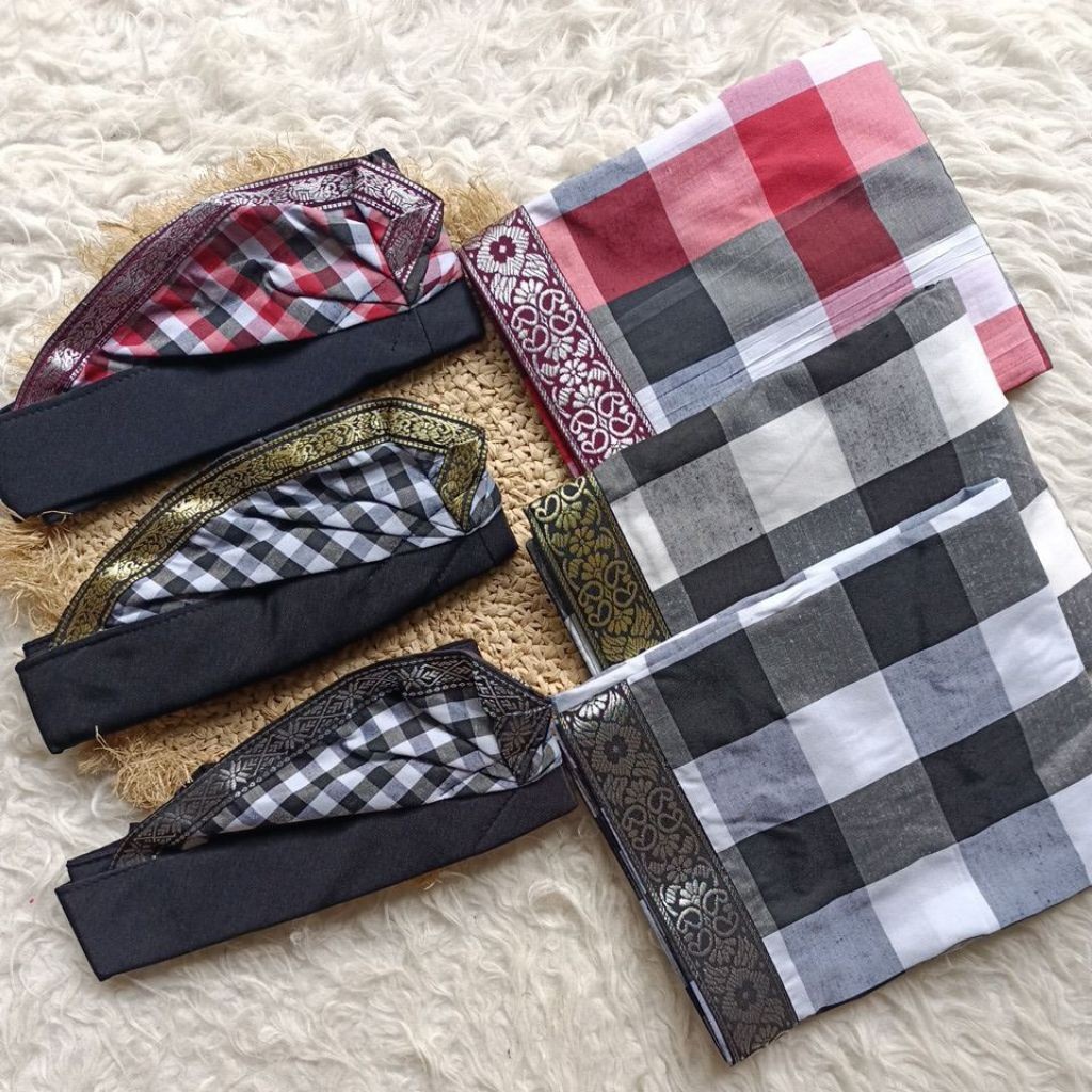 BEST SELLER Saput + Udeng Pecalang Kotak-Kotak Adat Bali
