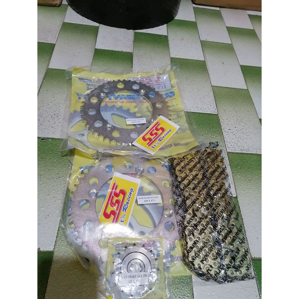 gir set klx dtracker sss rantai gold expedition ready ukuran 43 sampai 56 / gir sss klx / gear sss k