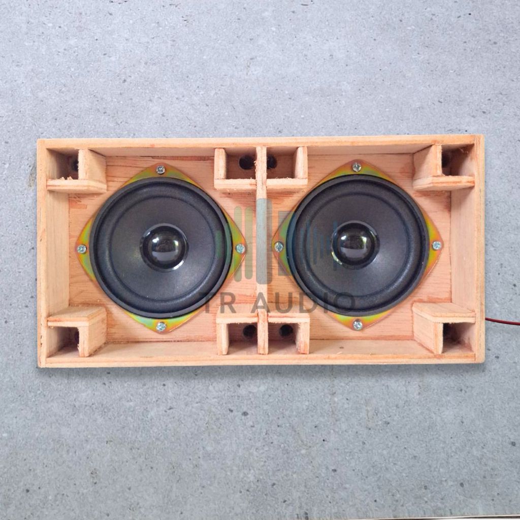 Speaker 3 Inch Planar Double Pasif Box Kayu Natural Kabel Sudah Terpasang