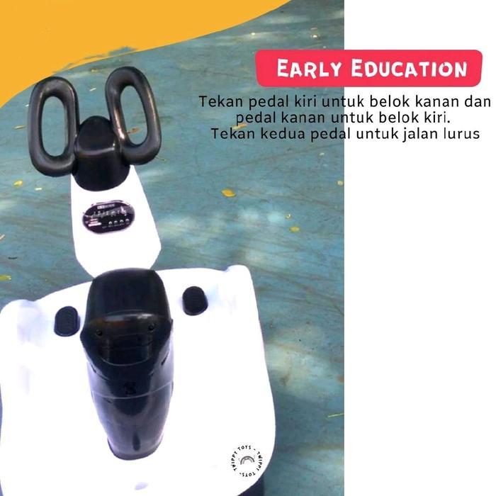 SCOOTER ELEKTRIK BALANCE CAR ANAK MOBIL ELEKTRIK / MOTOR LISTRIK ANAK / MOBIL RIDE ON AKI - Putih +R