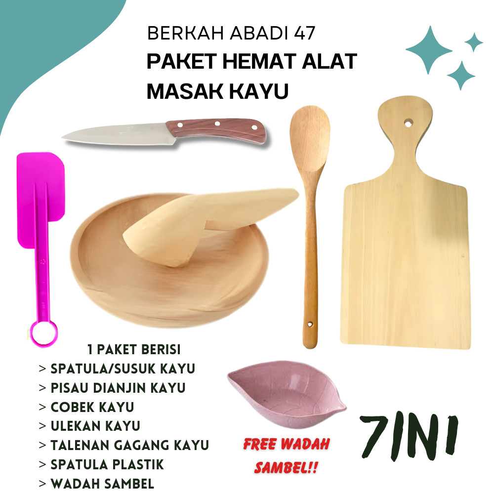 Paket Hemat Cobek 7in1 Set Kitchenware Alat Masak, Talenan & Pisau Dapur Lengkap SERBAGUNA