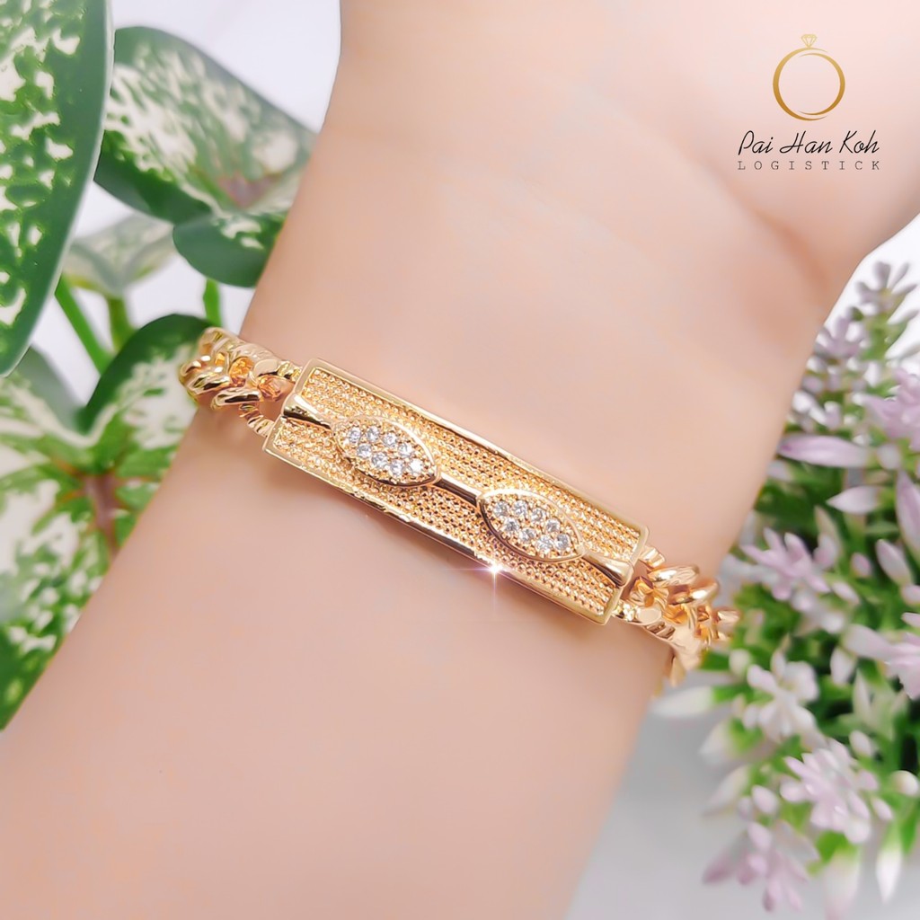 BISA COD Gelang Rantai Perhiasan Wanita Lapis Emas Dan Full Permata Simple Dam Elegant GELANG.10