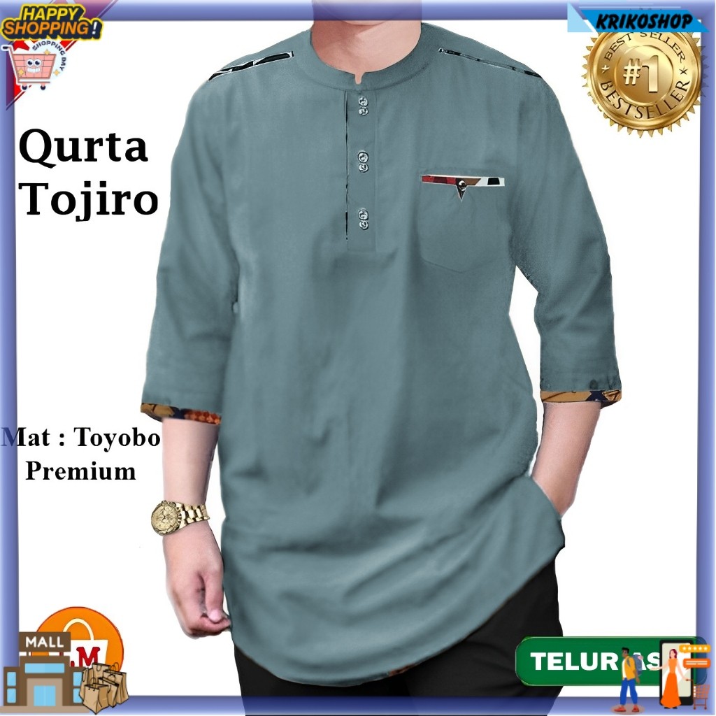 Baju Koko Pria Muslim QURTA TOJIRO Katun MADINAH Premium M - XXL / 28051-28057