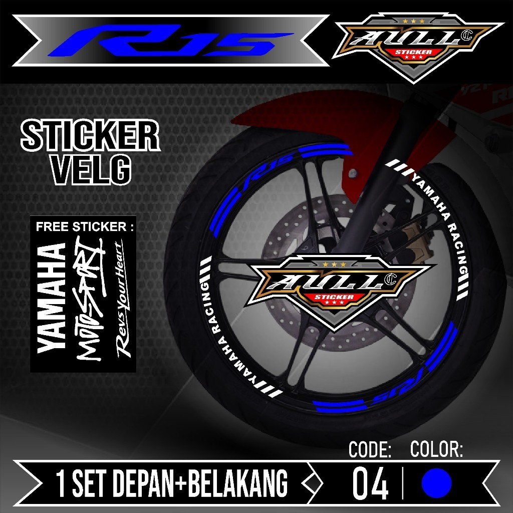 ( COD ) Sticker Velg R15 Cutting Velg Motor Yamaha R15 V2 V3 List Stiker Cutting Velk Ban Variasi Se
