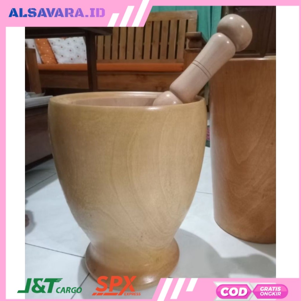 Lumpang kayu SUPER JUMBO/Lumpang SUPER JUMBO +ALU (1 SET) Kayu Mahoni