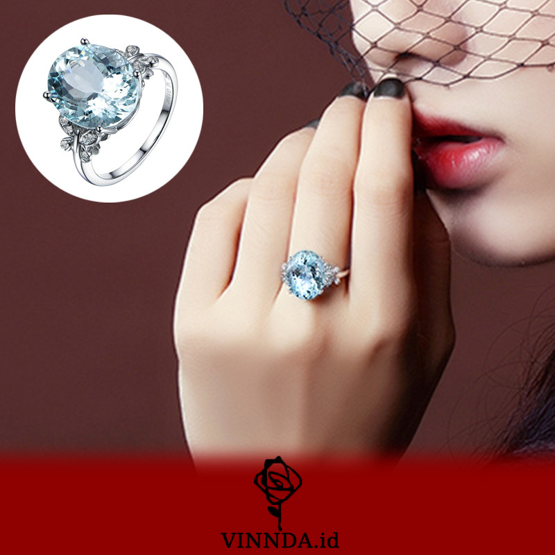 Cincin Kupu-kupu Topaz Biru Laut Yang Elegan Dan Modis VINNDA