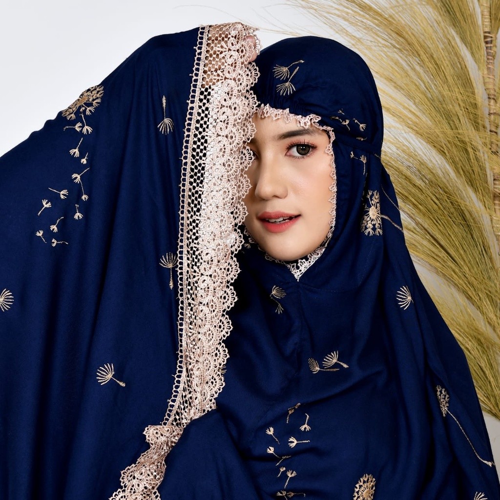 NURLIAFASHION - Mukena Dewasa Katun Rayon Motif Dandelion Jumbo - RUKUH BORDIR -Rukuh dewasa