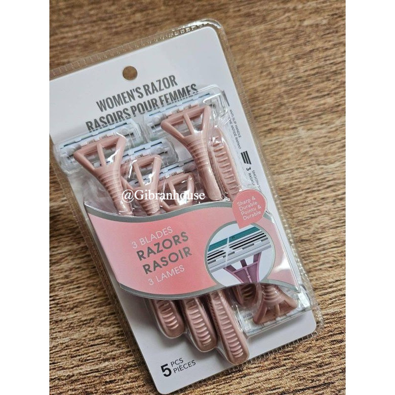 Miniso Alat Cukur Wanita Paket 5 Pelumas Nyaman Ladies Shaver 3 Layer