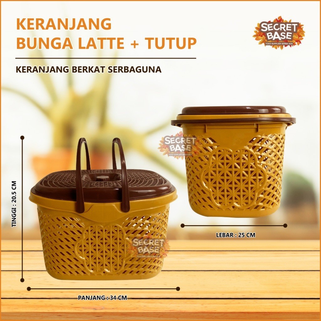 Keranjang Bunga Latte + Tutup / Besek Hajatan Unik / Rantang Nasi Berkat Keranjang Parcel_ISKA