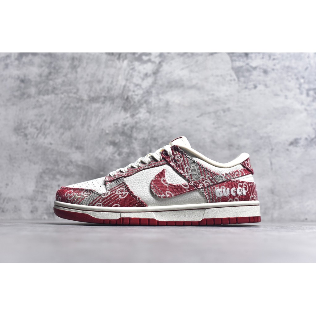 Nike SB Dunk Low Gucci Abu Merah Pure Original COD Stok Ready