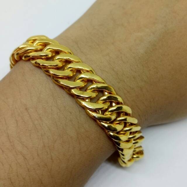 Gelang Rantai Lipan Jumbo Lapis Emas 24k Lebar 10mm