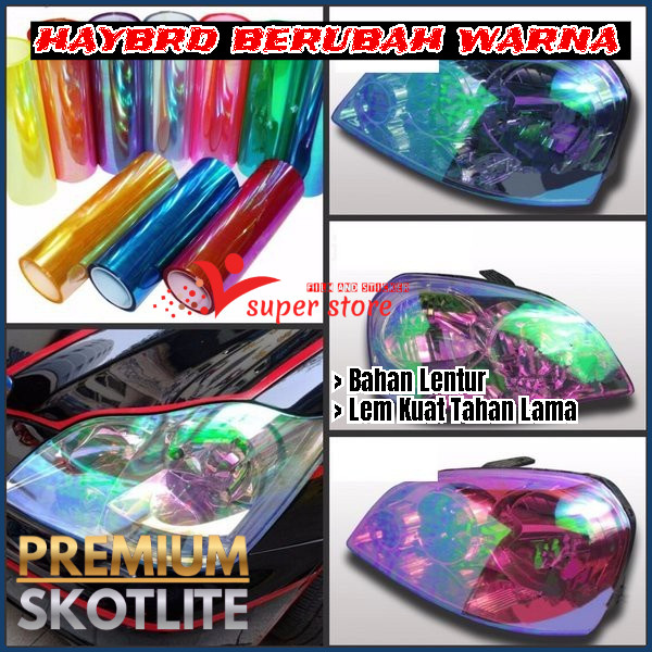 Sticker Stiker Headlamp Hybrid Skotlet Lampu Mobil Motor Lembayung Pelangi Kaca Film Lampu