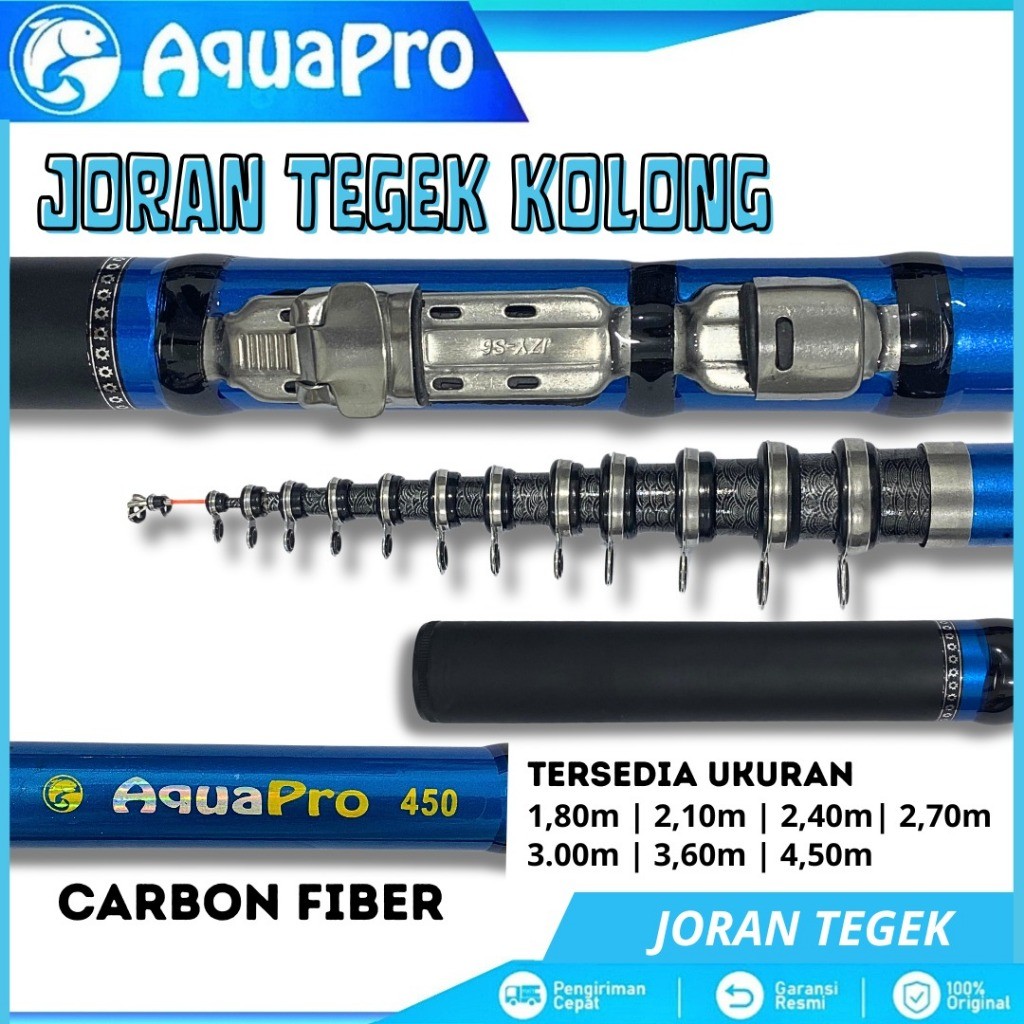 Joran Tegek Kolong Joran Tegek Telescopic Uk.180-450 Carbon Fiber Composite Action Medium Reel Seat 