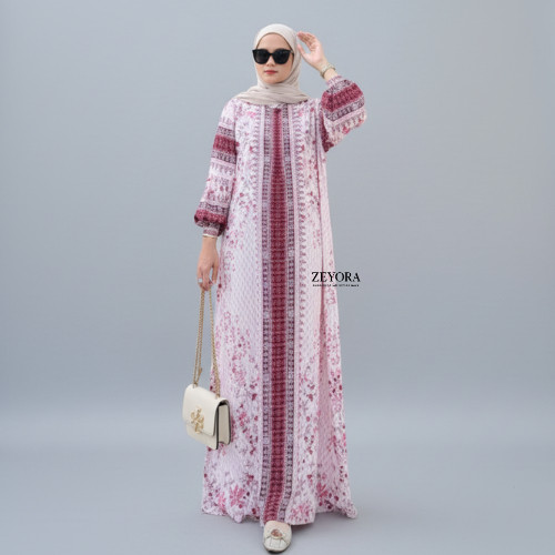 SETRAMALL    Elora Dress Gamis Panjang Rayon Terbaru Muslimah Model Lengan Balon