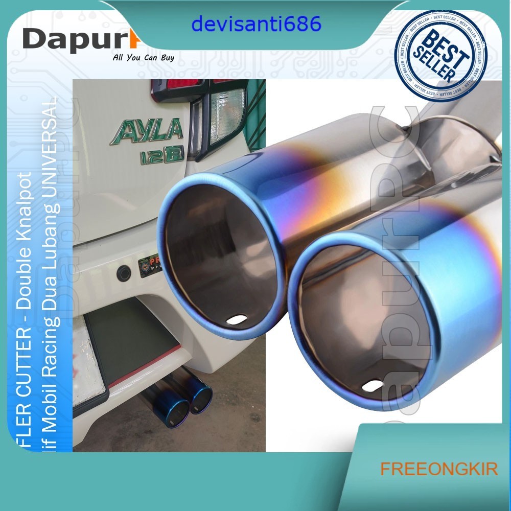 Muffler Cutter Double Knalpot Mobil Modif Racing Dua Lubang