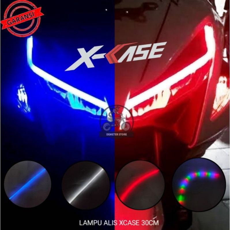 Lampu Alis Fleksibel 30 CM X-CASE Variasi Headlamp Motor Mobil Elastis Universal motorpuss