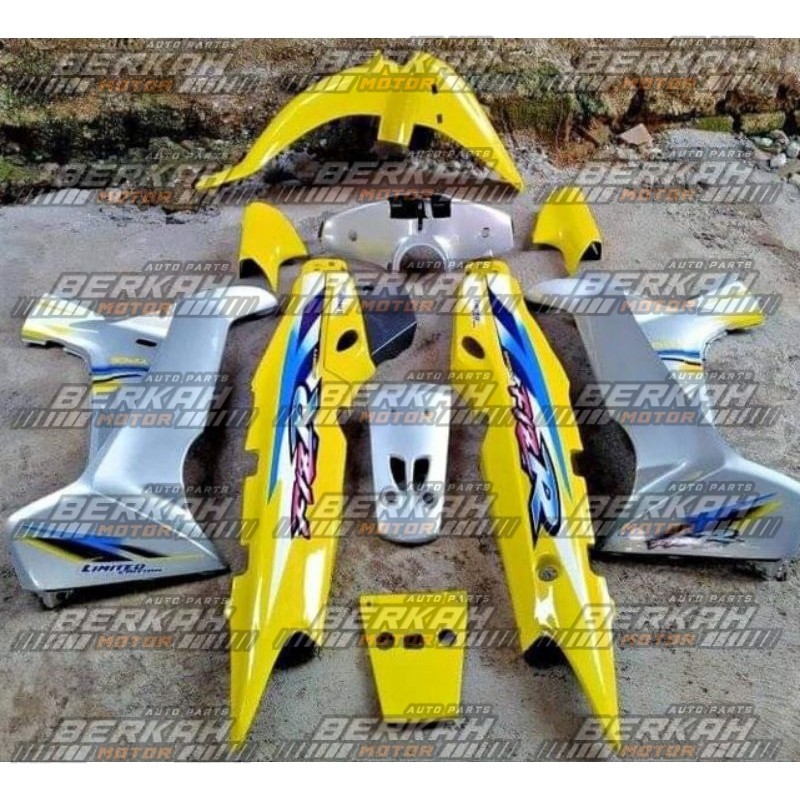 cover bodi halus full set yamaha fiz r kuning silver
