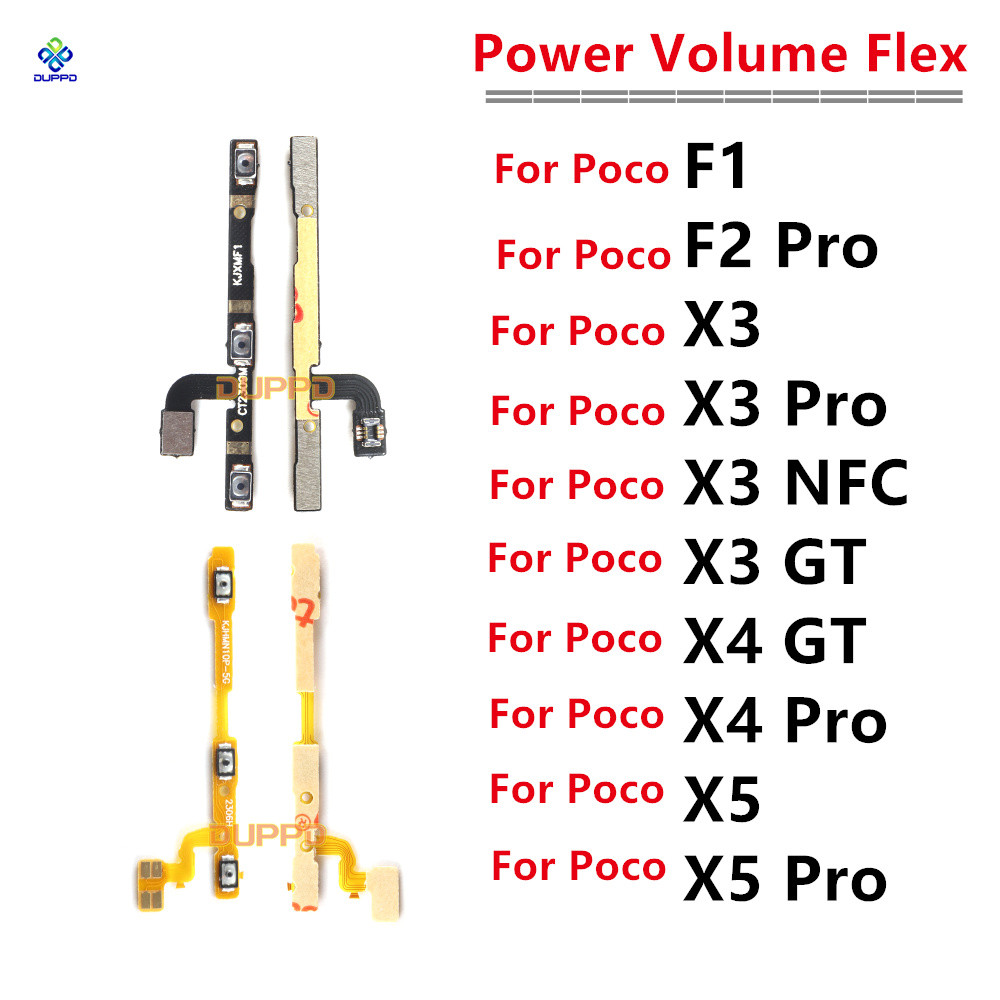 For Xiaomi Poco F1 F2 X3 X4 X5 NFC GT Pro X5Pro Power Swit On Off Volume Key Button Flex Cable Repla