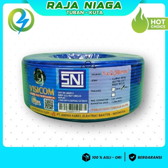 KABEL NYA 2.5 VISICOM BIRU 100 METER