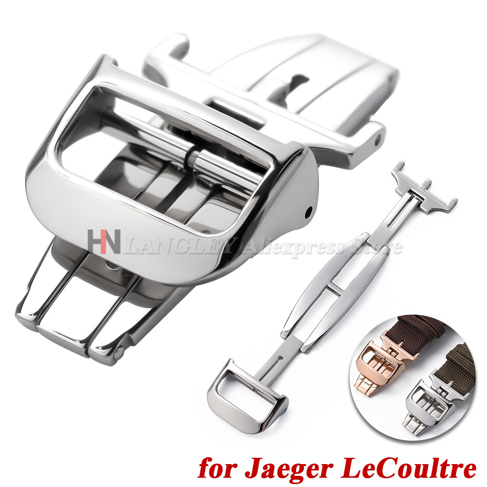 18mm Stainless Steel Deployment Butterfly Buckle for Jger LeCoultre Wat Silicone Strap Silver Rose G