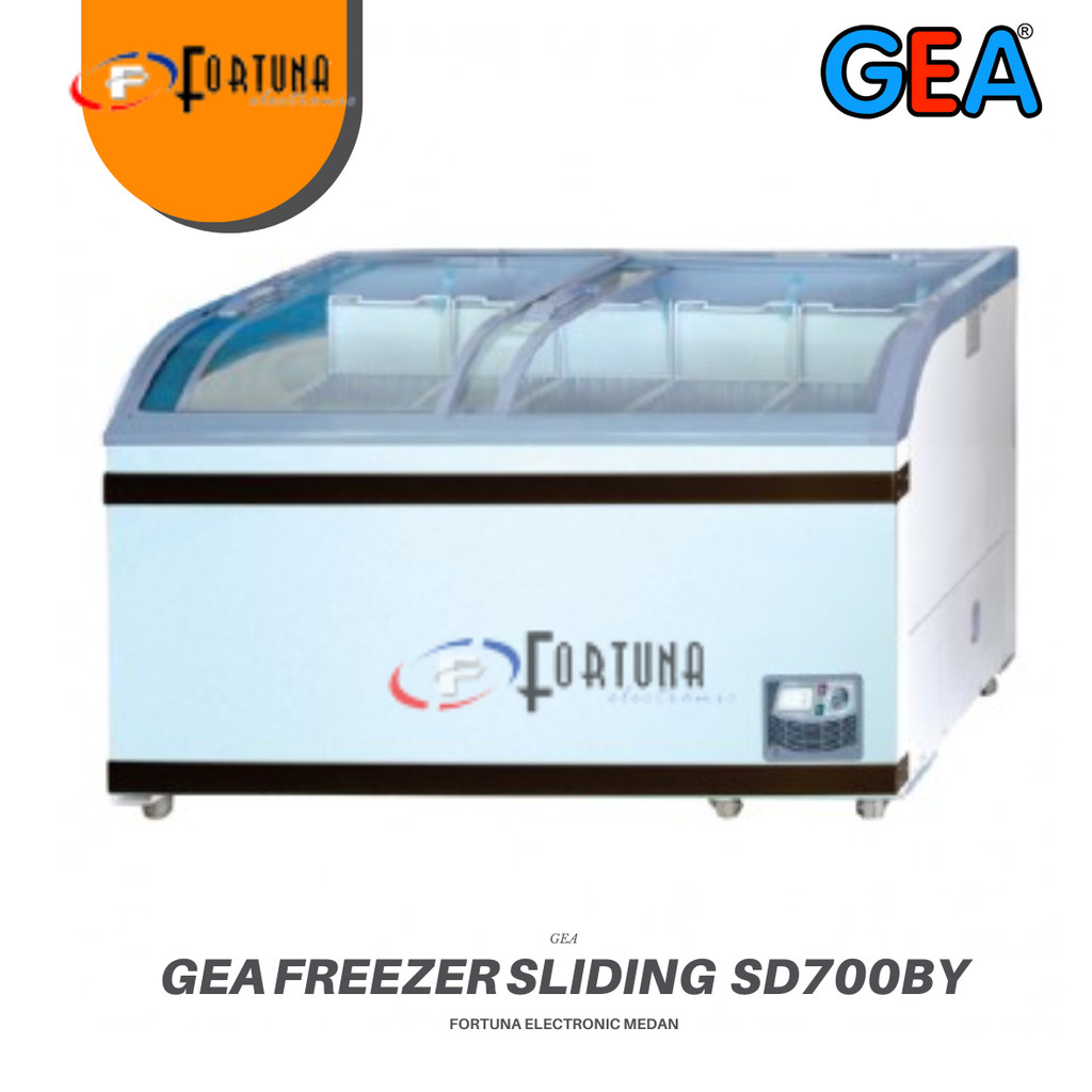 FREEZER GEA SD-700BY / SD700BY Sliding Curve Glass | Chest Freezer | Freezer Box Kaca 700 Liter 628 