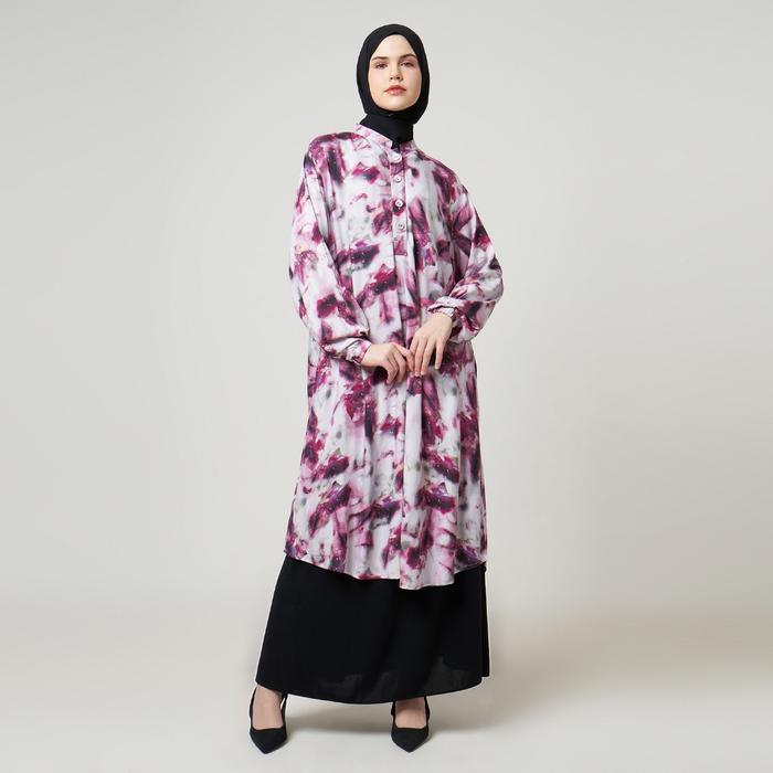 Dhoby Ghout Tunik Panjang Premium Wanita Putih Muslim Modern All Size Kancing Depan - Dianu Big Sall